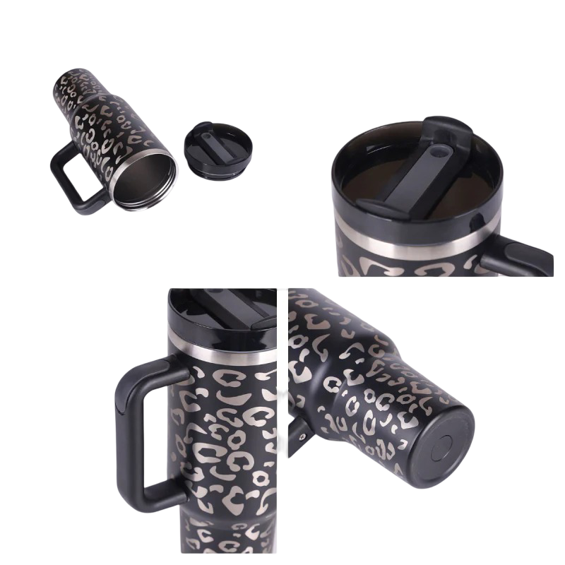 40 Oz Tumbler With Handle Straw Insulated, Stainless Steel Spill Proof Vacuum Coffee Cup Tumbler With Lid Tapered Mug Gifts For Valentine Lover Suitable For Car Gym Office Travel